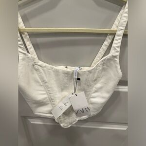 Zara Women’s Crop Top White Sz M New With Tags
